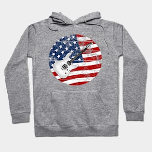 Electric Guitar USA Flag Guitarist Musician 4th July Hoodie